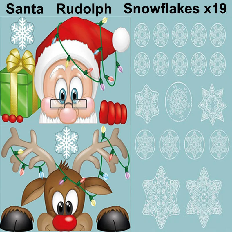 Santa & Reindeer Christmas Window Clings