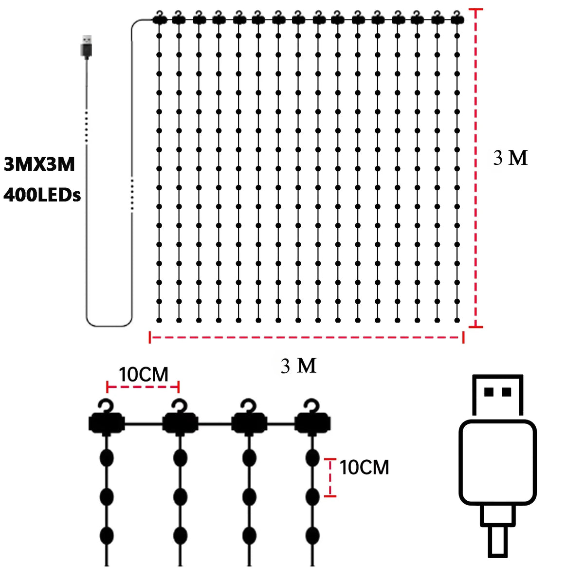 Smart RGB Christmas Curtain Lights