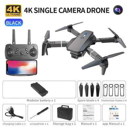 Pro WiFi FPV Drone - Single/Dual 4K/1080P Camera, Wide-Angle HD, Altitude Hold, Foldable Quadcopter RC Helicopter Toy