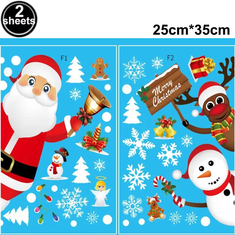 Santa & Reindeer Christmas Window Clings