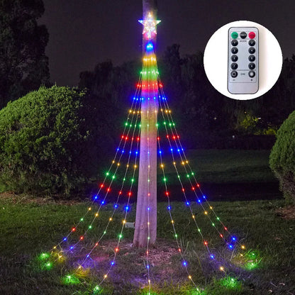 Christmas Tree Waterfall Star Lights
