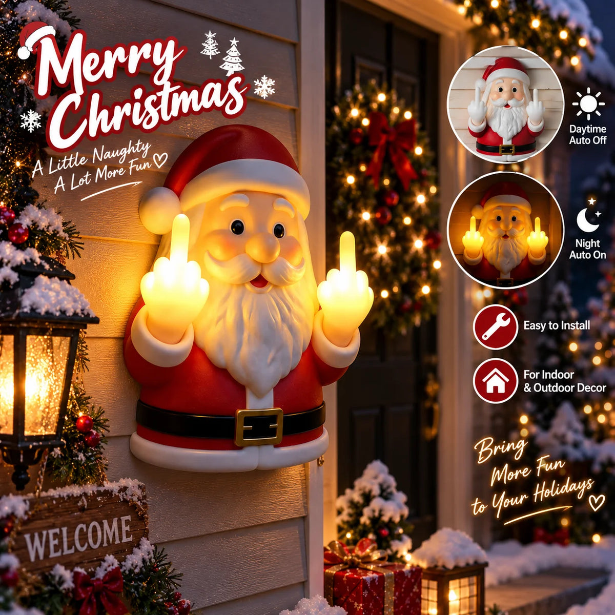 Funny Glowing Santa Christmas Night Light