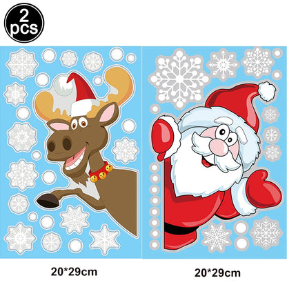 Santa & Reindeer Christmas Window Clings