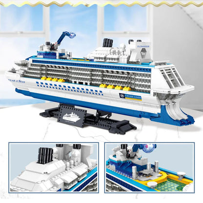 City 2428Pcs Cruise Liner Ship Sailing Boat Mini Model Building Blocks Creative Big Ocean Vessels