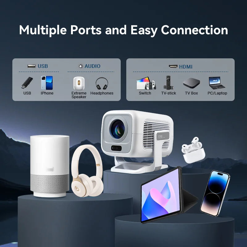 4K Projector Android Native Portable 1080P Auto Focus 600ANSI Video home Cinema Outdoor hd led Projetor