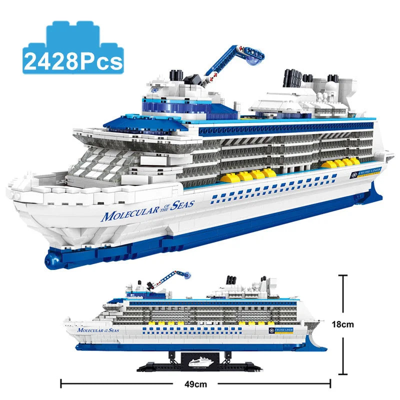 City 2428Pcs Cruise Liner Ship Sailing Boat Mini Model Building Blocks Creative Big Ocean Vessels
