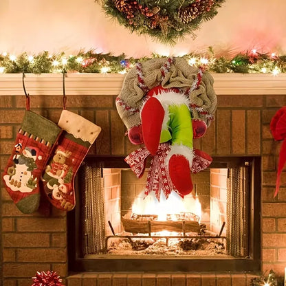 Christmas Elf Legs Burlap Wreath