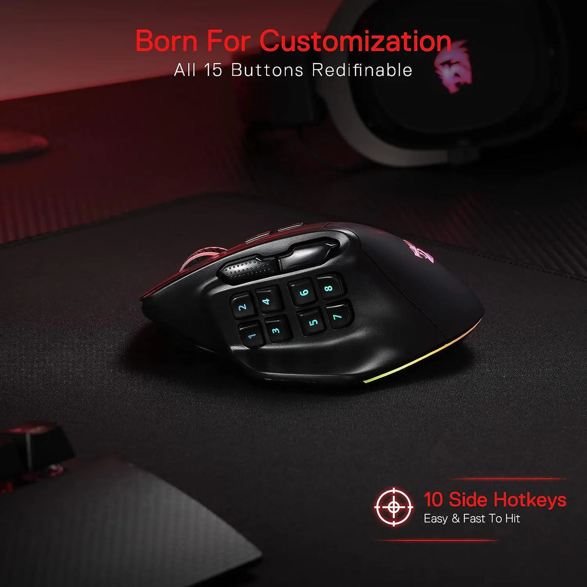 Redragon M811 Pro Wireless MMO Gaming Mouse