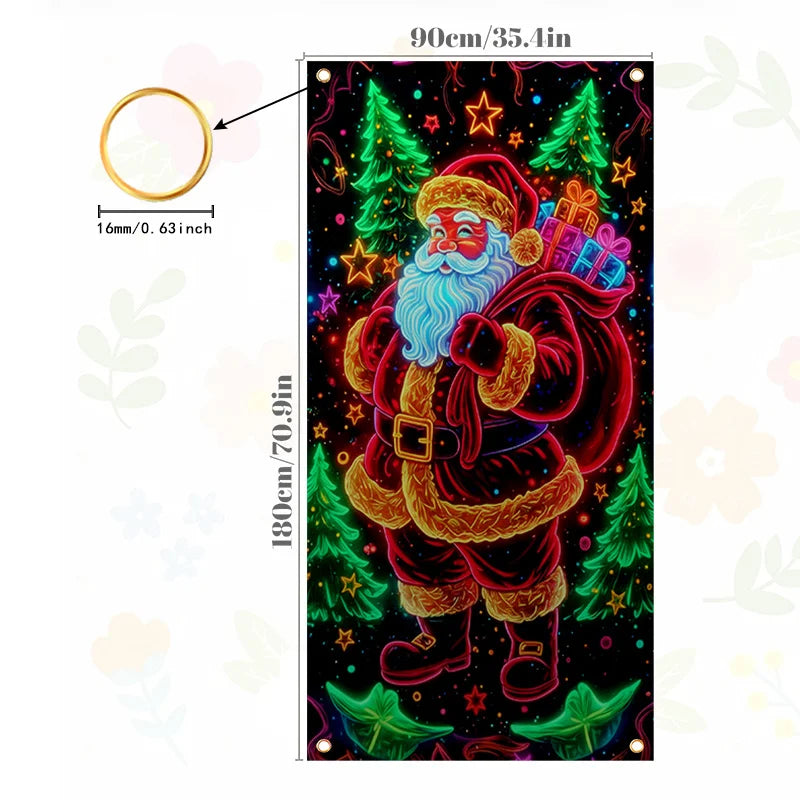 Neon Santa Christmas Hanging Flag