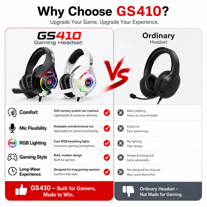 GS410 Wired RGB Gaming Headset with Microphone – 3.5mm