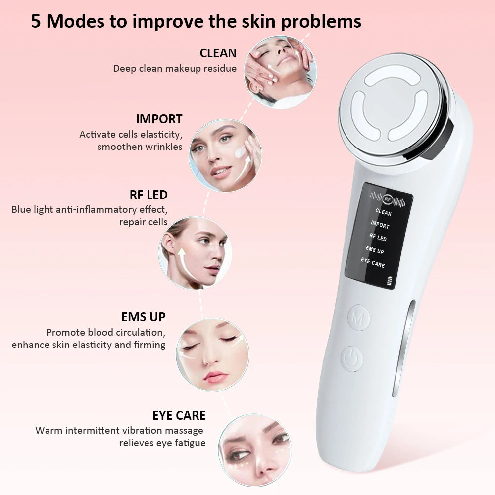 Facial Massager Microcurrent Massager for Face LED Light Therapy Skin Tightenin Facial Lifting Wrinkle Reducing Beauty Device - Global Mix