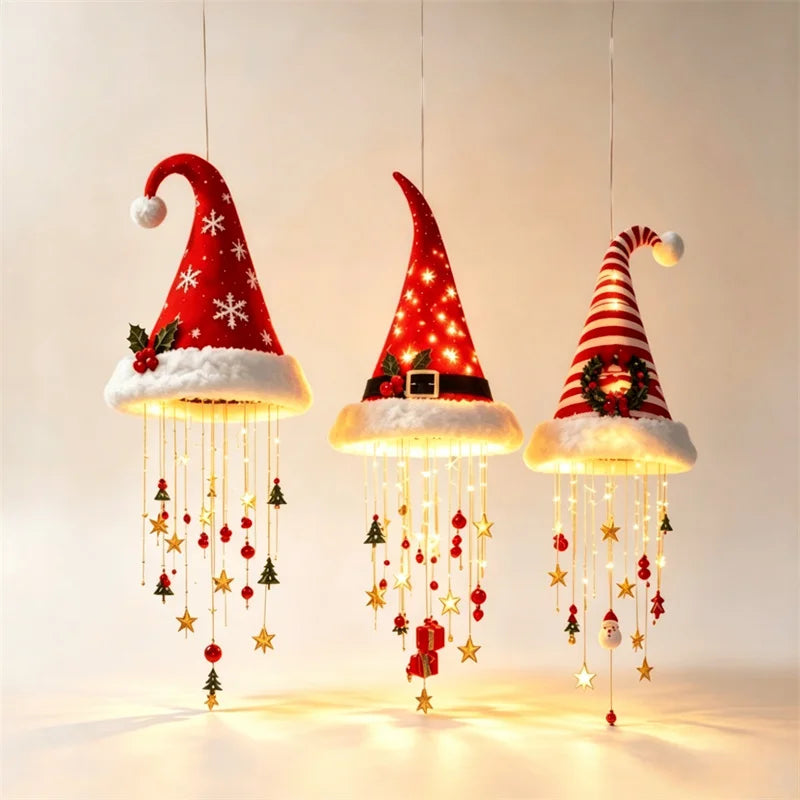 Lighted Santa Hat Christmas Chandelier