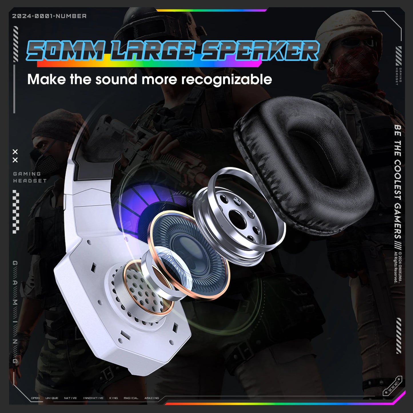 Gaming Headset W/Mic - Noise-Cancelling Mic, 7.1 Surround Sound, RGB Lights - PS5/PS4/Xbox/PC - Over-Ear Wired (3.5mm)