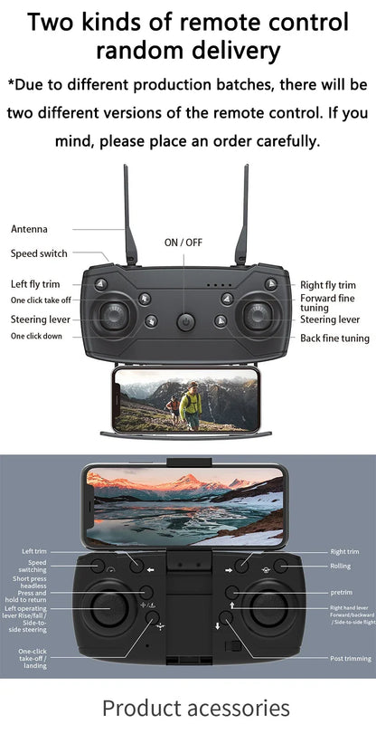 Pro WiFi FPV Drone - Single/Dual 4K/1080P Camera, Wide-Angle HD, Altitude Hold, Foldable Quadcopter RC Helicopter Toy