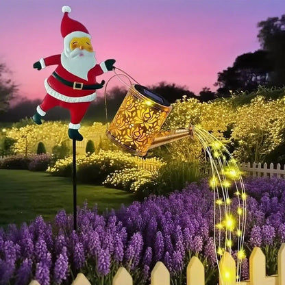 Solar Santa Watering Can Christmas Lights