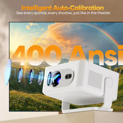 Auto Focus Android 14 4K Projector 400ANSI 8K Native 720P HY300 With Wifi6 BT5.4 Portable Outdoor