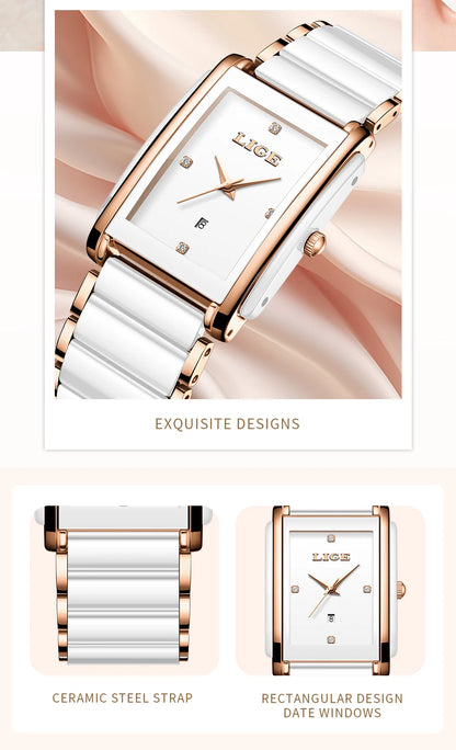 Elegant Square Ceramic Women’s Watch