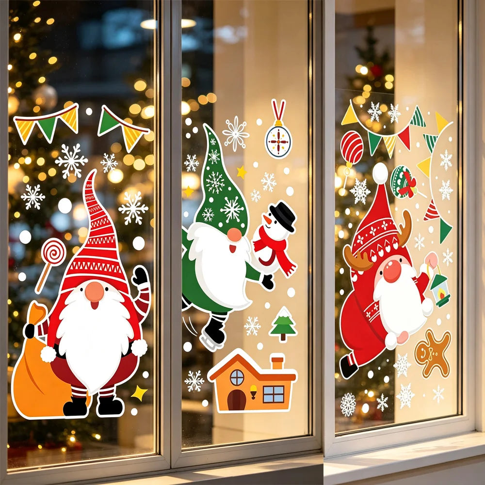 Santa & Reindeer Christmas Window Clings