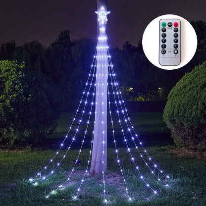 Christmas Tree Waterfall Star Lights