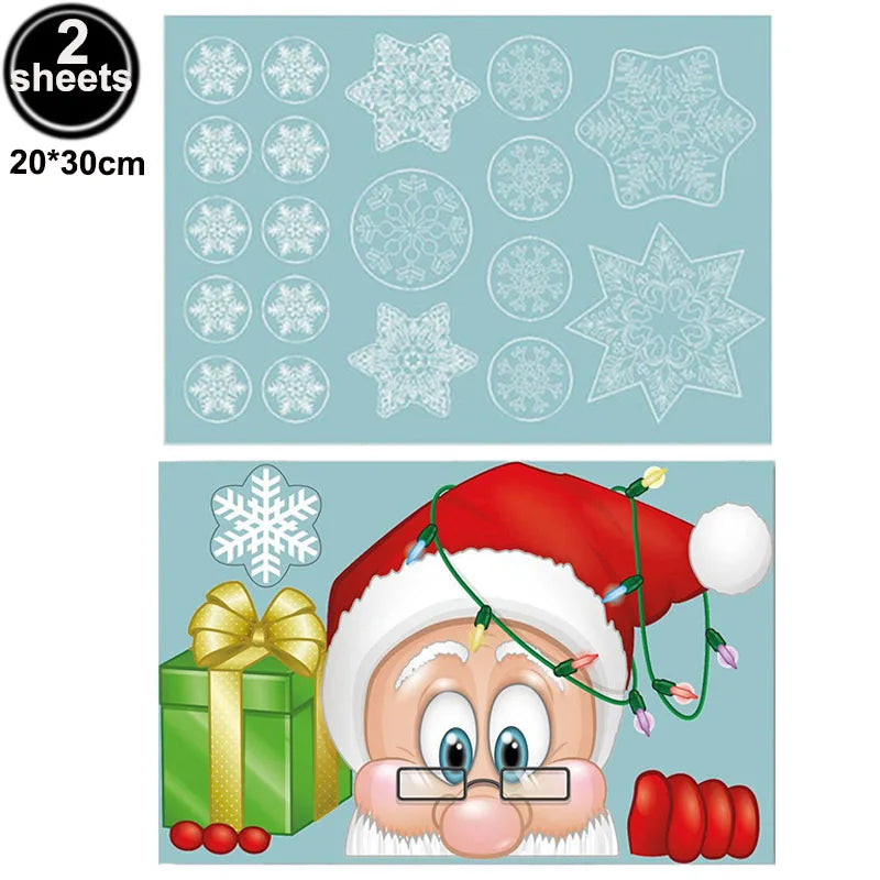 Santa & Reindeer Christmas Window Clings