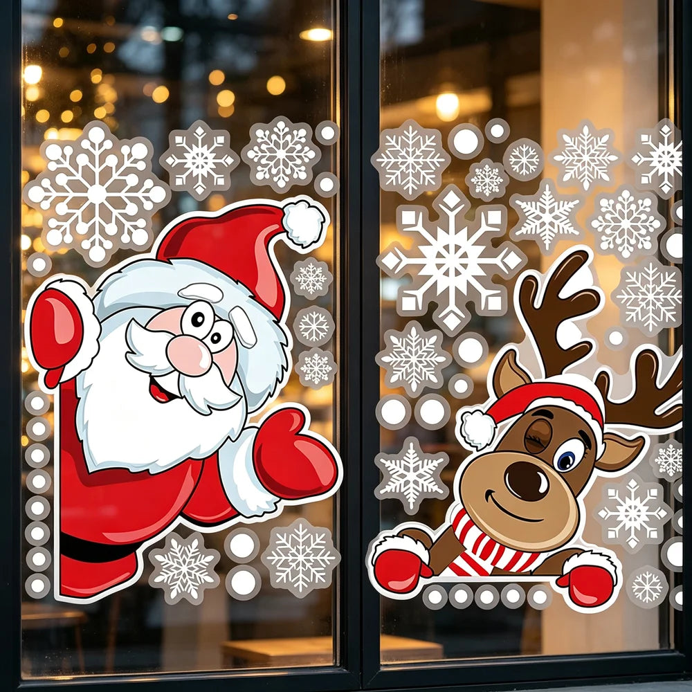 Santa & Reindeer Christmas Window Clings