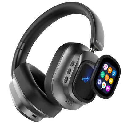 Hybrid Wireless Headphone Active Noise Cancelling Magnetic Touch Control LED Screen