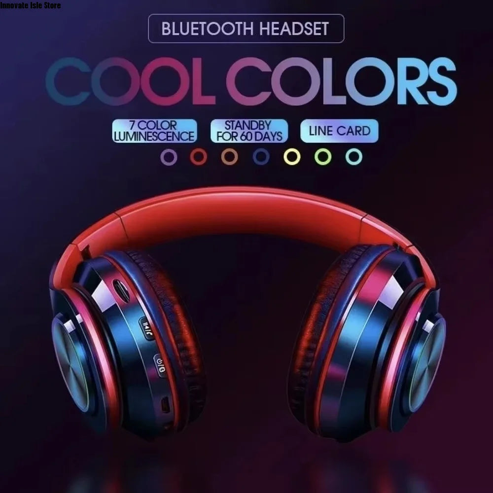 RGB Wireless Bluetooth Headphones with Microphone