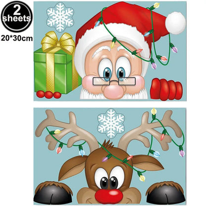 Santa & Reindeer Christmas Window Clings
