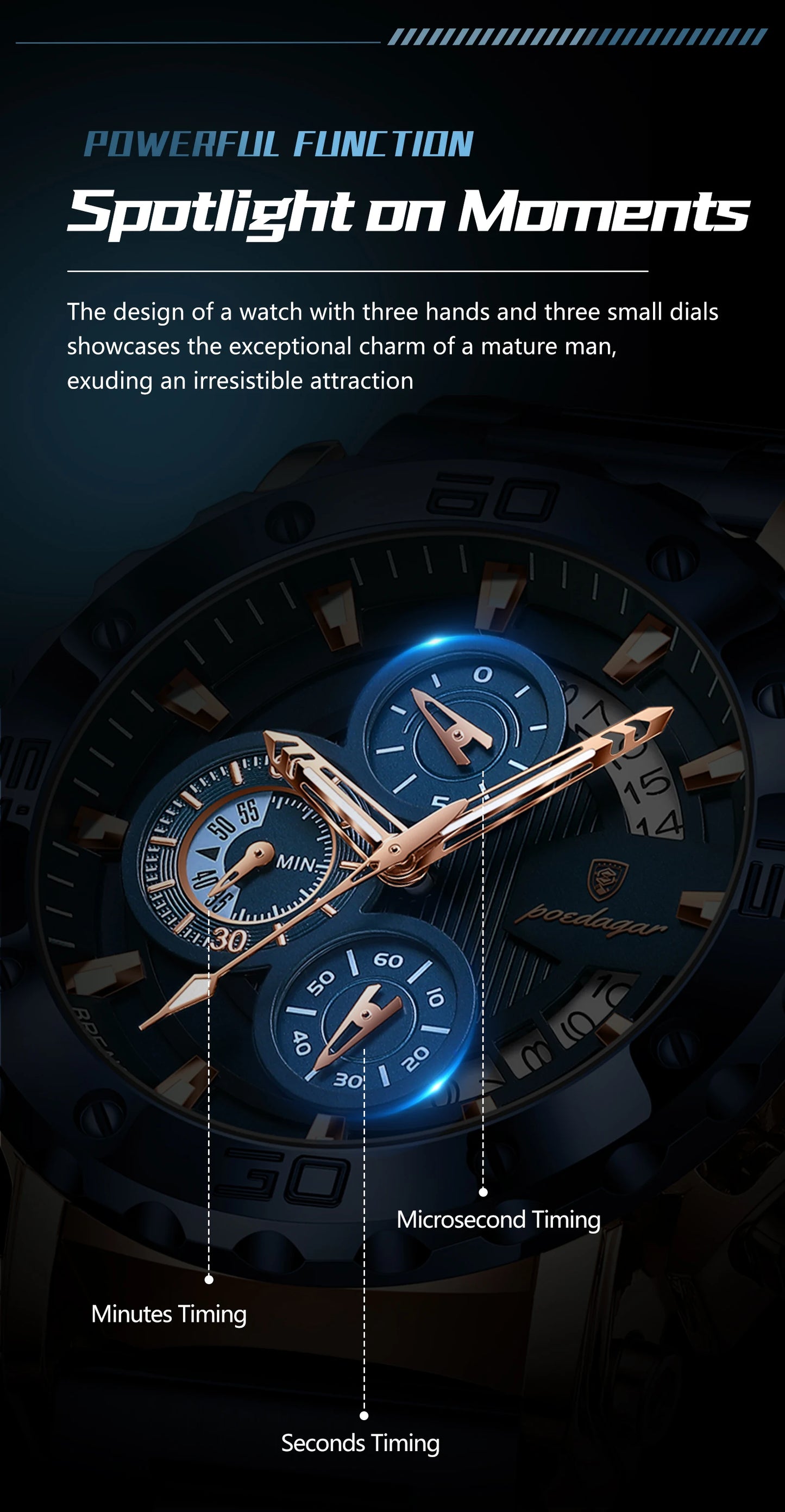 Luxury Men Wristwatch Date Luminous Waterproof Quartz Man Clock Chronograph Stainless Steel Fashion