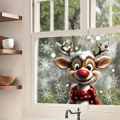Snowflake & Reindeer Christmas Window Clings