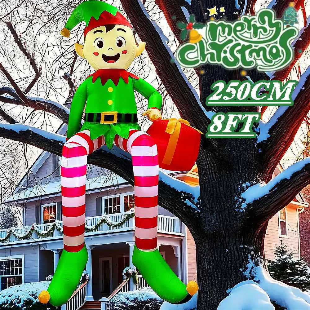 Inflatable Climbing Santa & Elf Christmas Decoration
