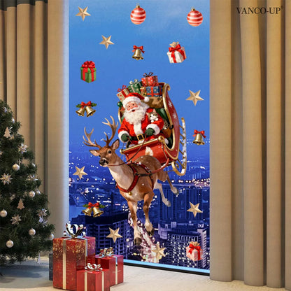 Santa Sleigh Christmas Window Clings