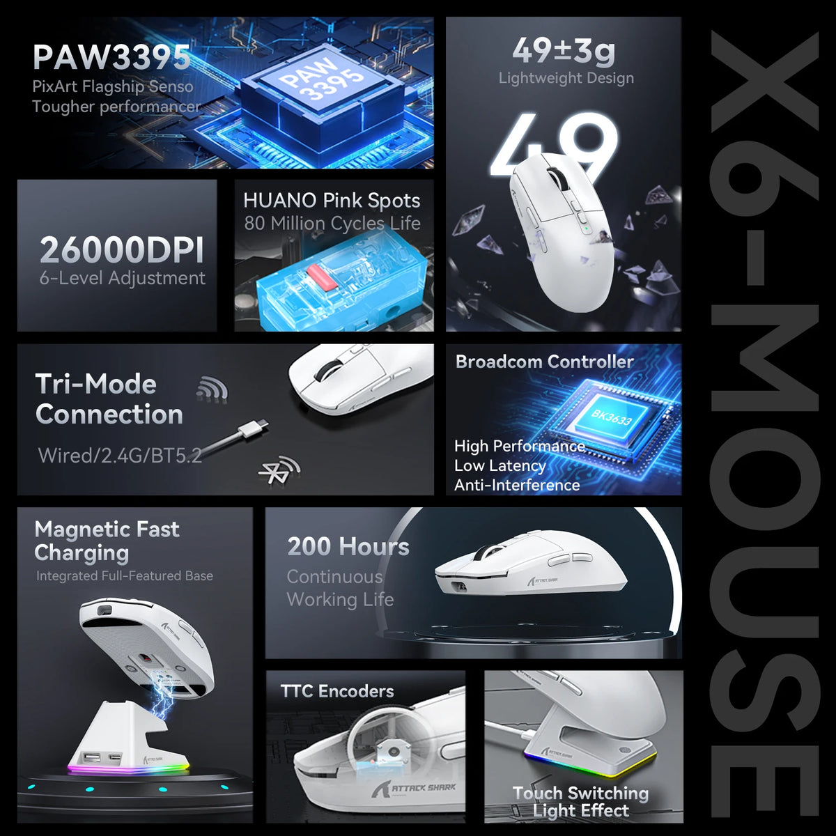 ATTACK SHARK X6 Wireless Gaming Mouse