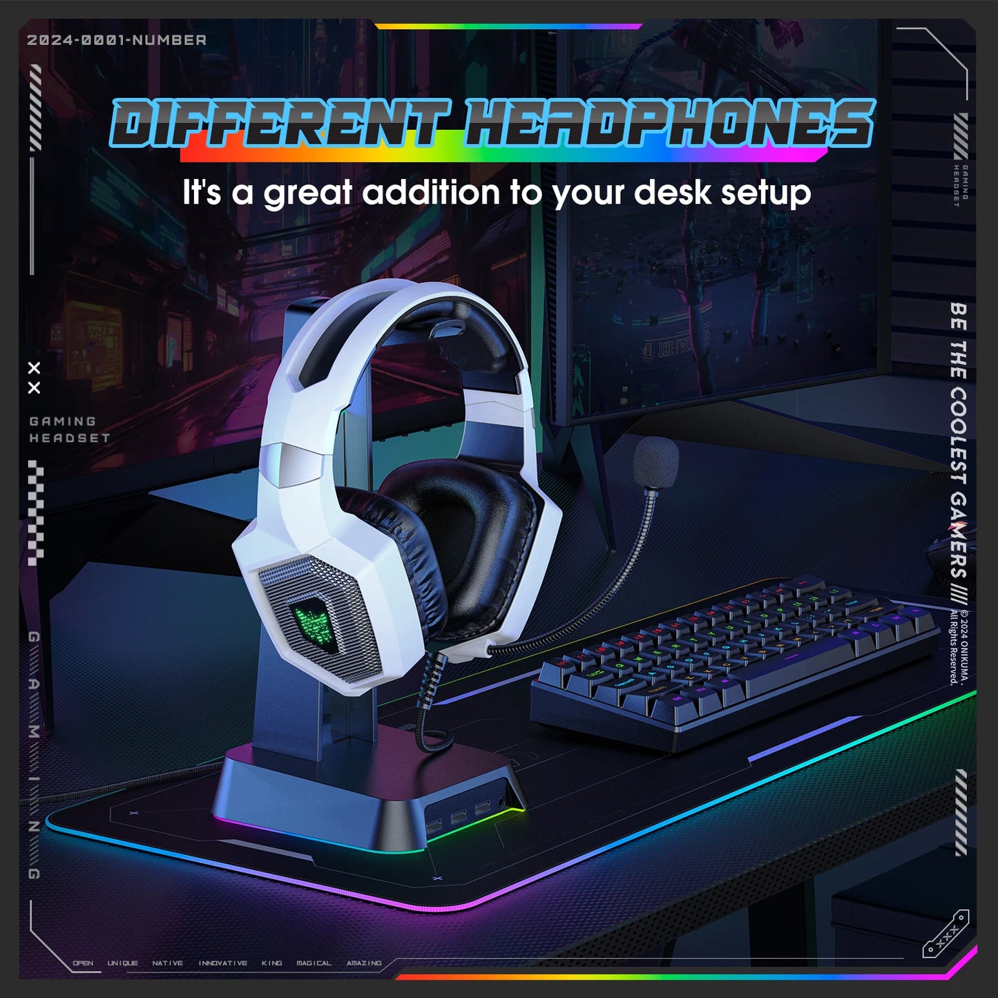 Gaming Headset W/Mic - Noise-Cancelling Mic, 7.1 Surround Sound, RGB Lights - PS5/PS4/Xbox/PC - Over-Ear Wired (3.5mm)