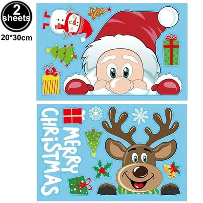Santa & Reindeer Christmas Window Clings