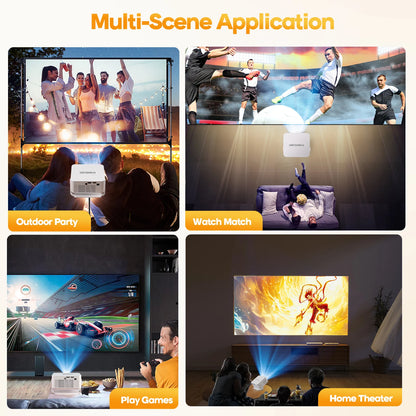 Auto Focus Android 14 4K Projector 400ANSI 8K Native 720P HY300 With Wifi6 BT5.4 Portable Outdoor