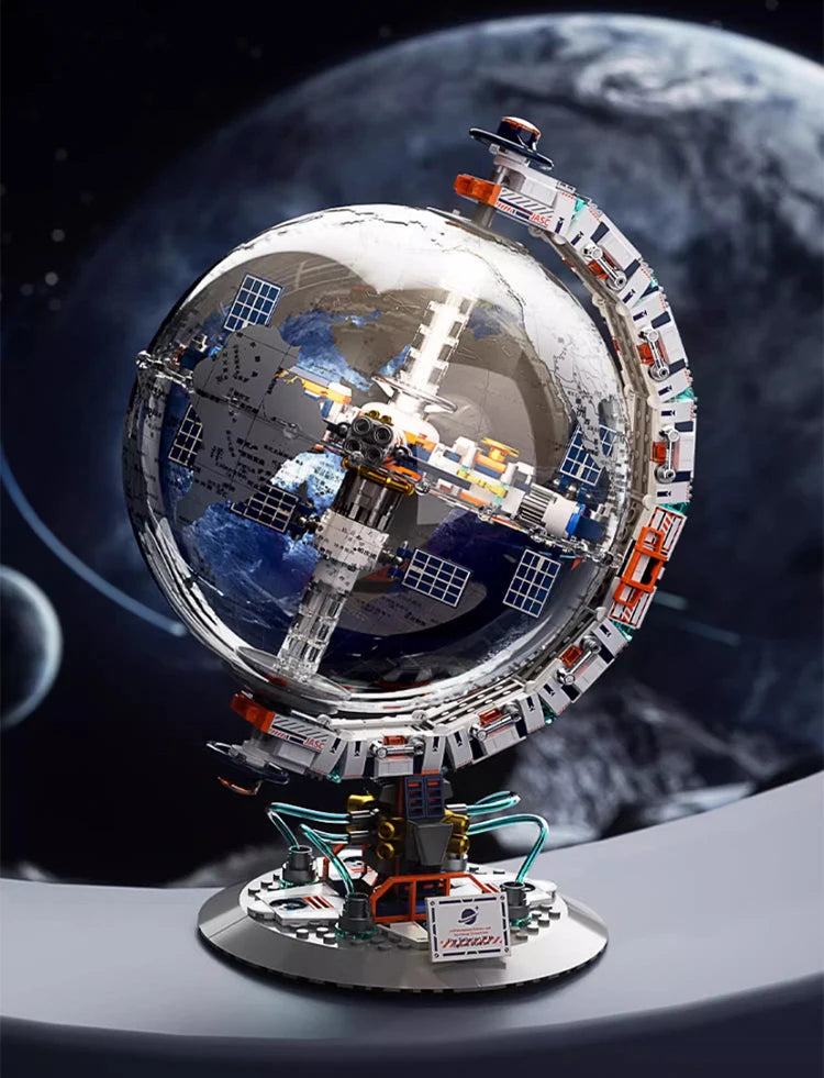 Creative Technology Space Station Transparent Globe Building Blocks High Tech Construction Bricks Set Toy Gifts For Children