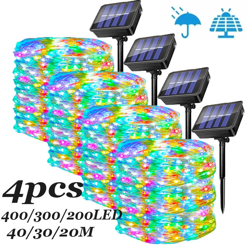 Outdoor Solar Christmas String Lights – 4 Pack