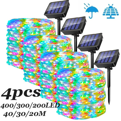 Outdoor Solar Christmas String Lights – 4 Pack