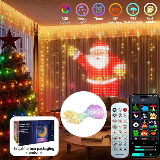 Smart RGB Christmas Curtain Lights