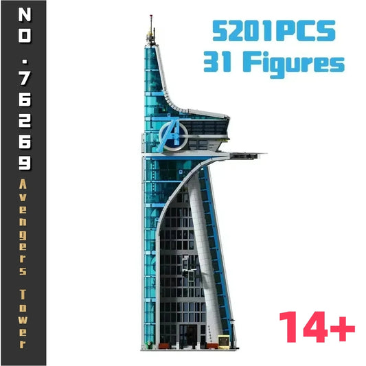 Marvel Classic Tower Battle 5201pcs Building Blocks Architecture Street View For Kids Birthday Christmas Gifts