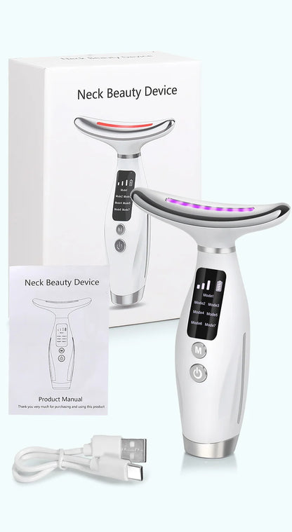 EMS Micro-current Neck Face Beauty Device 7 Color Facial Massager for Enhanced Face Neck and Shoulder Care with Vibrating - Global Mix