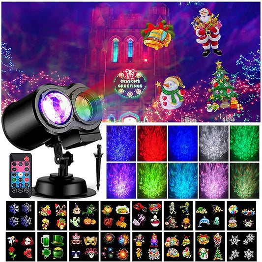 Halloween Christmas Projector Lights Outdoor, 2-in-1 Moving Pattern Landscape Lights,HD Effects Projection Light for Xmas Decor
