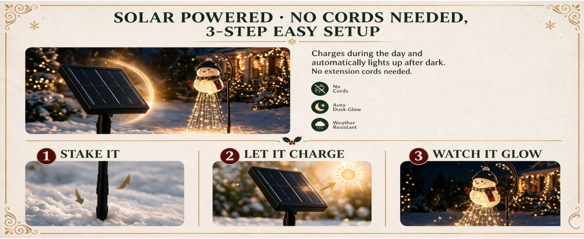 Snowman Starfall Christmas Garden Light