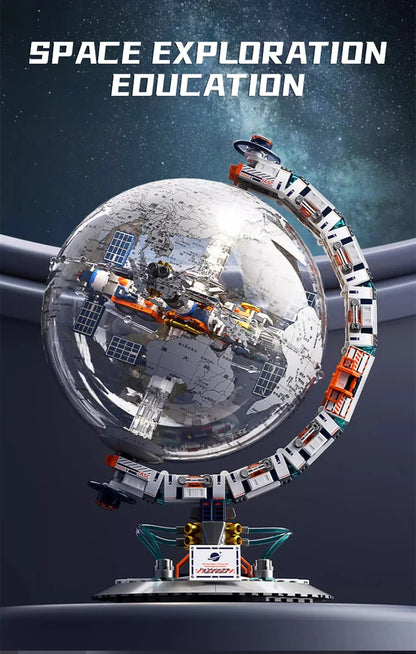 Creative Technology Space Station Transparent Globe Building Blocks High Tech Construction Bricks Set Toy Gifts For Children