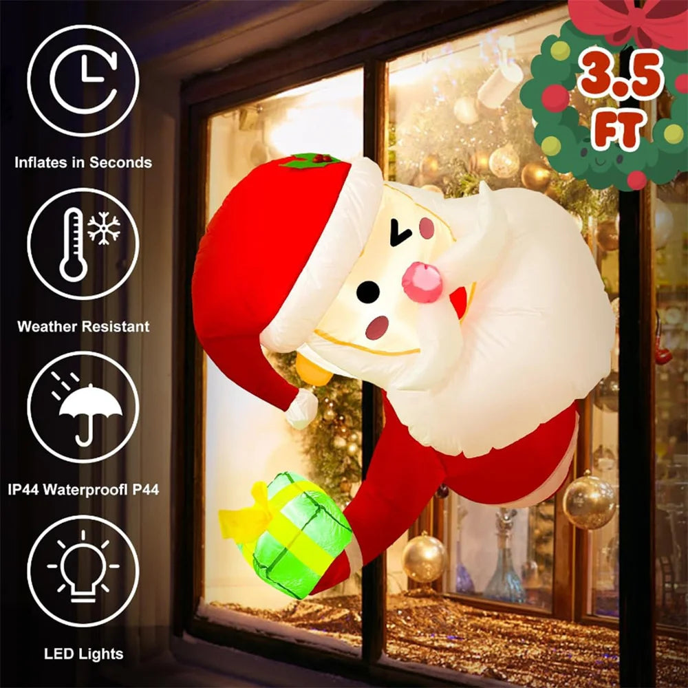 Inflatable Climbing Santa & Elf Christmas Decoration