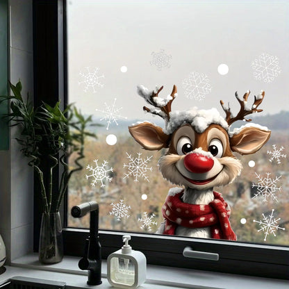 Snowflake & Reindeer Christmas Window Clings