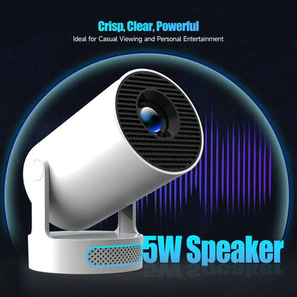 Pro + Projector 4K 720P With 5W Speaker Android 11 WiFi 6 BT5.4 Outdoor Video Home Theater Projector