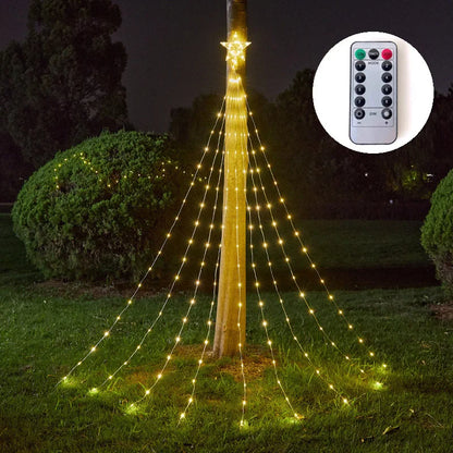 Christmas Tree Waterfall Star Lights