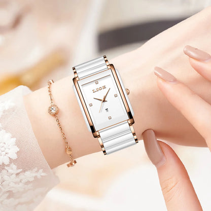 Elegant Square Ceramic Women’s Watch